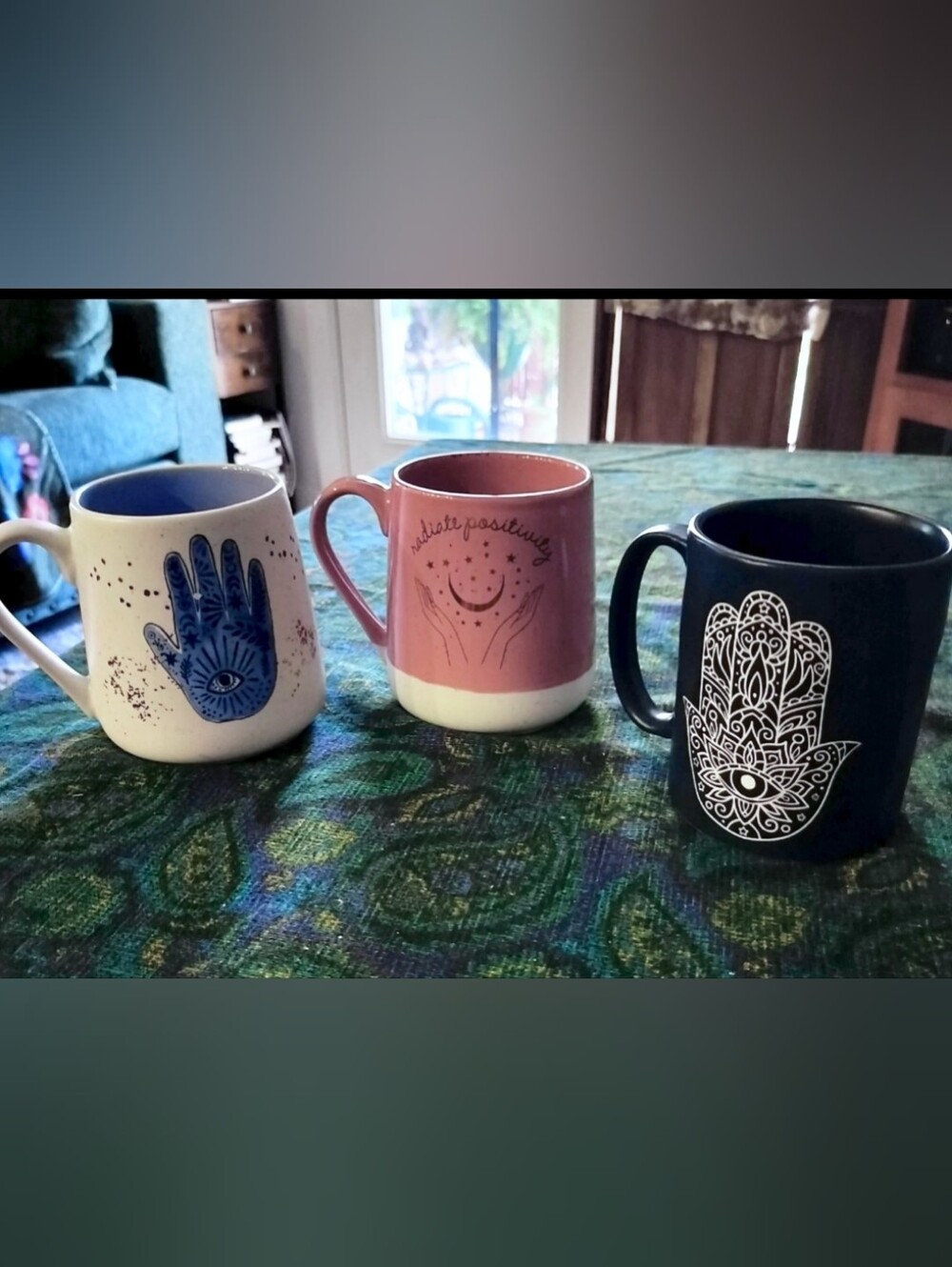 Stay Wild Moon Child Boho Mystic Celestial Mugs Set of 3 Hamsa Positivity